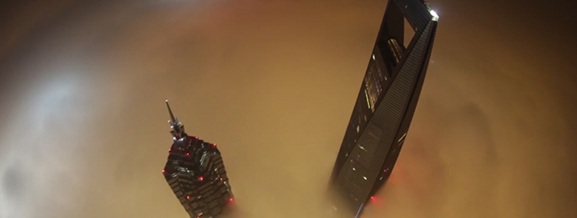 Shanghai skyscrapers in the fog